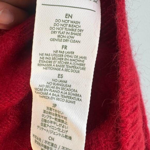 Lilysilk Brushed Cashmere V-Neck Pullover Sweater Long Sleeve Red Size L NWT - Picture 8 of 13